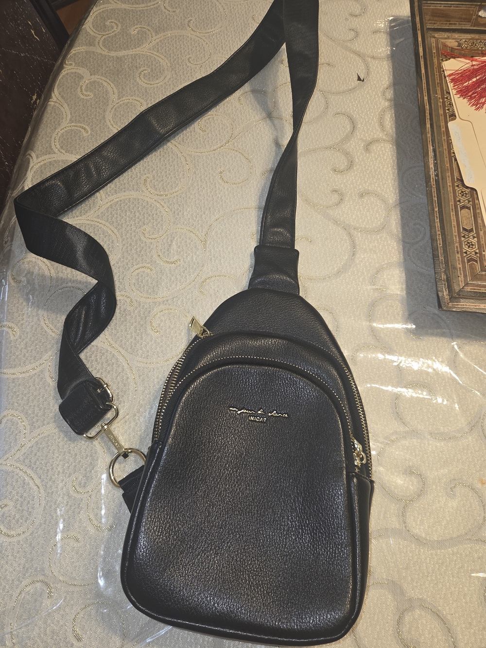 Black Leather Crossbody Sling Bag by Marc Jacobs